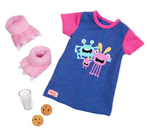 Our Generation – Pyjama Outfit – Monsterfüße-Hausschuhe – 46 cm Puppenkleidung – Fantasiespiel – Spielzeug für Kinder ab 3 Jahren – Kuschelmonster von Our Generation