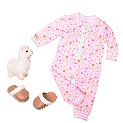 Our Generation BD30388Z Puppen Outfit Rosa Srampler mit Lama, Herzen, Bunt von Our Generation