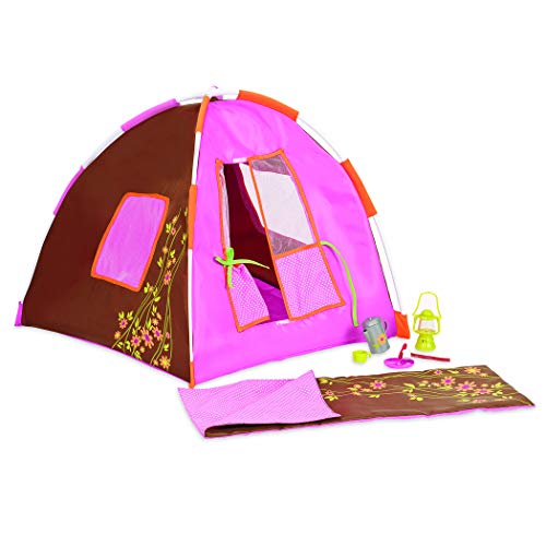 Our Generation – 46 cm Puppenzubehör – Zelt & Schlafsack – Camping Set – Rollenspiel – Spielzeug für Kinder ab 3 Jahren – Campingzelt pink von Our Generation