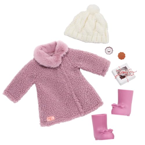 Our Generation Deluxe Outfit Winterprinzessin für 46cm Puppen, Teddy-Mantel, Bommelmütze, stylische Stiefel für den Winterspaß – Kinder Spielzeug ab 3 Jahren von Our Generation