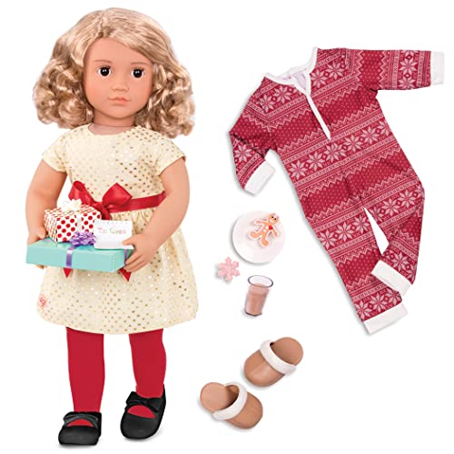 Our Generation Deluxe Puppe Noelle – 46 cm Puppe mit blonden Haaren, Puppenkleidung und Puppenzubehör, Zubehör Weihnachten – Kinder Spielzeug ab 3 Jahren von Our Generation