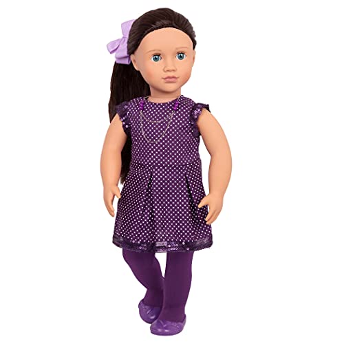 Our Generation - Deluxe Puppe Willow mit 2 Outfits, lila Kleid, Pyjama, braune Haare, Blaue Schlafaugen, beweglich, 46cm - ab 3 Jahren Our Generation - Deluxe Puppe Willow mit 2 Outfits, lila Kleid, Pyjama, braune Haare, Blaue Schlafaugen, beweglich, 46cm - ab 3 Jahren von Our Generation