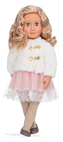 Our Generation – 46 cm Puppe – Blonde Haare & Blaue Augen – Kunstpelz Outfit – Festtag-Thema – Spielzeug für Kinder ab 3 Jahren – Halia von Our Generation