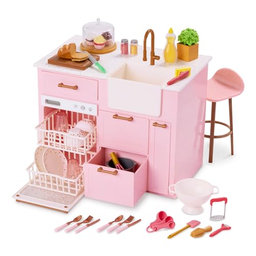 Our Generation Kücheninsel & Zubehör | BD35219 | Realistischer Kochspaß für Kinder ab 3 Jahren | Arbeitsplatte mit Spüle, Wasserhahn & Knöpfen | Inklusive Teller, Tassen und Besteck Our Generation Kücheninsel & Zubehör | BD35219 | Realistischer Kochspaß für Kinder ab 3 Jahren | Arbeitsplatte mit Spüle, Wasserhahn & Knöpfen | Inklusive Teller, Tassen und Besteck von Our Generation