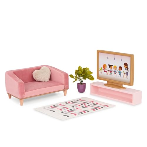 Our Generation Lovely Living Room Set – Wohnzimmermöbel-Set für 46 cm Puppen – inkl. Sofa, Sessel, Couchtisch & Zubehör – Puppenmöbel für fantasievolles Spielen von Our Generation