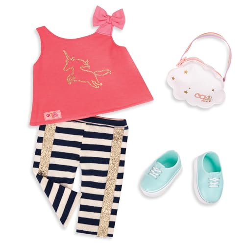 Our Generation - Outfit - Hose mit Galonstreifen und Einhorn Shirt Our Generation - Outfit - Hose mit Galonstreifen und Einhorn Shirt von Our Generation