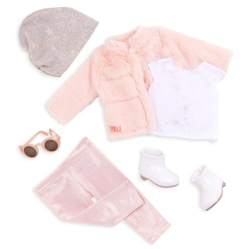 Our Generation – Pink Faux-Fur Coat Outfit – Fashion Accessories – 18-inch Doll Clothes – Pretend Play – Toys for Kids Ages 3 & Up – Fancy & Furry von Our Generation