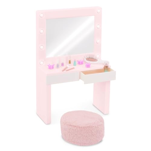 Our Generation – Pink Vanity Table Playset – Light-up Mirror – Pretend Make-up & Styling Items – 18-inch Doll Accessories – Toys for Kids Ages 3 & Up – Glam & Glow Vanity Set Our Generation – Pink Vanity Table Playset – Light-up Mirror – Pretend Make-up & Styling Items – 18-inch Doll Accessories – Toys for Kids Ages 3 & Up – Glam & Glow Vanity Set von Our Generation