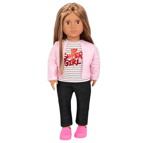 Our Generation Puppe Elena – 46 cm Puppe mit langem Haar, beweglichen Augen & Outfit zum Wechseln – inklusive Jacke, Shirt & Jeans für fantasievolles Spiel von Our Generation