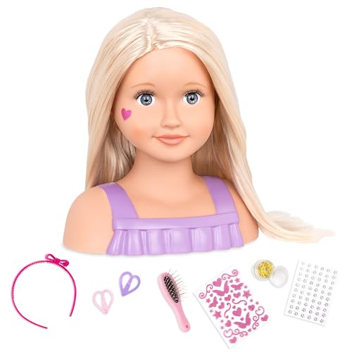 Our Generation – Puppen-Frisierkopf – Blonde Haare und Blaue Augen – Fantasiespiel – Aufkleber und Haarschmuck-Accessoires – Spielzeug für Kinder ab 3 Jahren – Trista von Our Generation