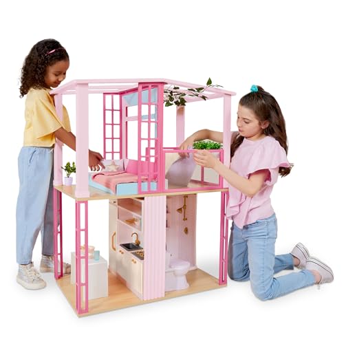Our Generation – Puppenhaus in Rosa mit Spielset für die Terrasse – Bewegliche Möbel und Dekorationselemente – 46 cm Puppenzubehör – Rollenspiel – Spielzeug für Kinder ab 3 Jahren – OG Lovely Loft von Our Generation