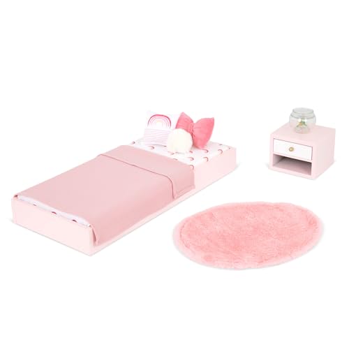 Our Generation – Puppenhausmöbel – Plattformbett & Nachttisch – 46 cm Puppenzubehör – Fantasiespiel – Spielzeug für Kinder ab 3 Jahren – OG Sweet Snuggles Schlafzimmer-Set Our Generation – Puppenhausmöbel – Plattformbett & Nachttisch – 46 cm Puppenzubehör – Fantasiespiel – Spielzeug für Kinder ab 3 Jahren – OG Sweet Snuggles Schlafzimmer-Set von Our Generation