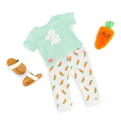 Our Generation Puppenkleidung Bedtime Bunny – Schlafanzug-Set für 46 cm Puppen mit Shirt, Hose, Karotten-Plüschtier & Hausschuhen – ab 3 Jahren Our Generation Puppenkleidung Bedtime Bunny – Schlafanzug-Set für 46 cm Puppen mit Shirt, Hose, Karotten-Plüschtier & Hausschuhen – ab 3 Jahren von Our Generation