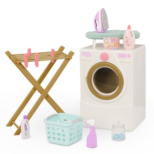 Our Generation – Puppenwaschmaschine – Wäscheständer, Bügeleisen & Reinigungsset – Puppenhaus-Zubehör (46 cm) – Rollenspiel – Spielzeug für Kinder ab 3 Jahren – Laundry Day von Our Generation