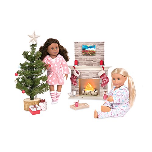 Our Generation Puppenzubehör – Puppenhaus Zubehör Weihnachten mit Weihnachtsbaum, Geschenke, Deko – Accessoires für 46 cm Puppen, Puppenmöbel Spielzeug für Kinder ab 3 Jahre (28 Teile) von Our Generation