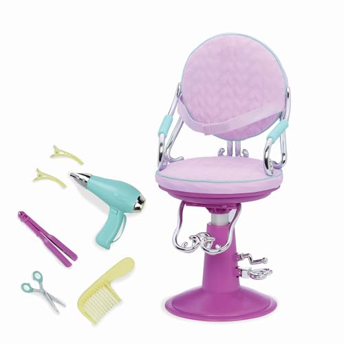 Our Generation – Salonstuhl Spielset – Haartrockner und Styling-Zubehör – 46 cm Puppen – Fantasiespiel – Spielzeug für Kinder ab 3 Jahren – Friseursalon Stuhl lila Our Generation – Salonstuhl Spielset – Haartrockner und Styling-Zubehör – 46 cm Puppen – Fantasiespiel – Spielzeug für Kinder ab 3 Jahren – Friseursalon Stuhl lila von Our Generation