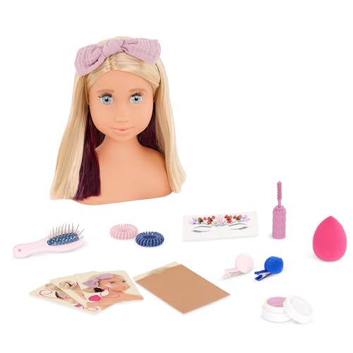 Our Generation Sparkles of Fun Stylingkopf Deanna – Langem, Dickem Blondem Haar, Peekaboo-Strähnchen, Pom-Pom-Haarspangen, Glitzer für Gesicht und Haar, Beweglicher Kopf, Weiche Wimpern – Friseur Set Our Generation Sparkles of Fun Stylingkopf Deanna – Langem, Dickem Blondem Haar, Peekaboo-Strähnchen, Pom-Pom-Haarspangen, Glitzer für Gesicht und Haar, Beweglicher Kopf, Weiche Wimpern – Friseur Set von Our Generation