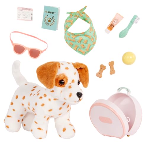 Our Generation Vacay Pup – 15 cm Plüschhund Lemon Dalmatiner – Beweglich mit Reise-Zubehör & Accessoires – Für fantasievolle Urlaubsgeschichten Our Generation Vacay Pup – 15 cm Plüschhund Lemon Dalmatiner – Beweglich mit Reise-Zubehör & Accessoires – Für fantasievolle Urlaubsgeschichten von Our Generation