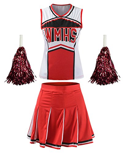 Ourlove Fashion Cheerleader-Bekleidung/ Cheerleader-Kostüm für Damen; für Schule, klassische Sport-Uniform im Cheerleader-Stil, rot, EU 40 / 42 von OurLore