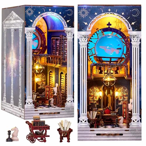 OurMiao Book Nook Kit Secret Scroll of The Galaxy, DIY Miniature Booknook House Kit for Adults with LED Lights, 3D Wooden Puzzle Bookshelf Insert Decor, Magical Gift for Women Men Teens and Family von OurMiao