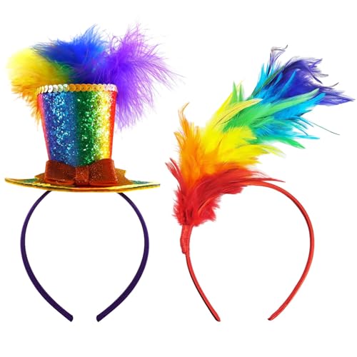 2 Stück Regenbogen Haarreif,Bunt Feder Haarschmuck Stirnband Haarbänder, Cosplay Haarreifen,Papagei Haarband,Feder Kopfbedeckung, Regenbogen Kostüm Damen,Halloween Karneval Cosplay Hochzeit Party 2 Stück Regenbogen Haarreif,Bunt Feder Haarschmuck Stirnband Haarbänder, Cosplay Haarreifen,Papagei Haarband,Feder Kopfbedeckung, Regenbogen Kostüm Damen,Halloween Karneval Cosplay Hochzeit Party von Ourdort