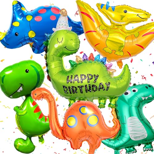 6 Stück Dinosaurier Folienballon, Dino Helium Ballon, Dinosaurier Folienballon, dino geburtstag deko, Dino Party kindergeburtstag Deko Geeignet für Dschungel Deko Geburtstag von Ourdort
