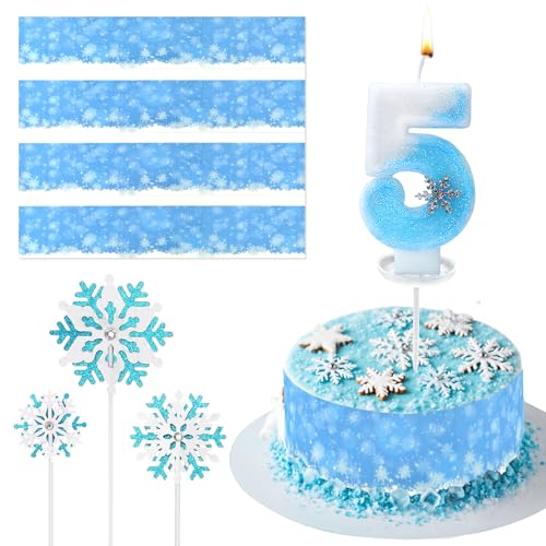8 Stück Schneeflocke Geburtstagskerze 5, mit Tortenband Winter Essbar und Muffin Deko, Tortendeko Winter Essbar, Zahlenkerze 5 Schneeflocken Deko, Kerze 5 Geburtstag Mädchen 8 Stück Schneeflocke Geburtstagskerze 5, mit Tortenband Winter Essbar und Muffin Deko, Tortendeko Winter Essbar, Zahlenkerze 5 Schneeflocken Deko, Kerze 5 Geburtstag Mädchen von Ourdort