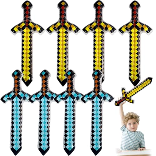 Ourdort 8 Stück Aufblasbares Schwertspielzeug,Aufblasbare Schwerter,Aufblasbares Pixel Schwert,Kindergeburtstag Mitgebsel,Geschenke für Kinder,Cosplay Halloween Partyzubehör,Party Deko von Ourdort