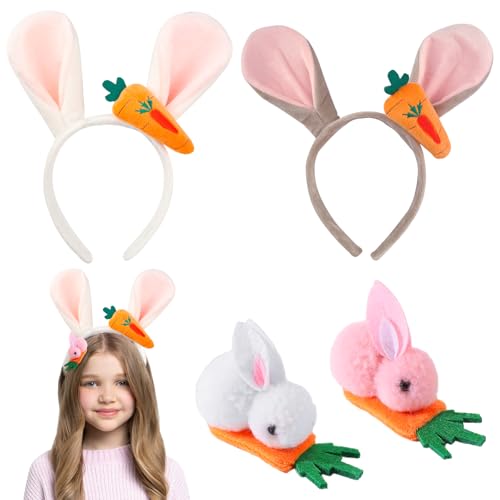 Ourdort Ostern Hasenohren Haarreif,Bunny Karotte Plüsch Haarreifen mit 3 Hasen Haarspangen,Ostern Hasenohren für Kinder Erwachsene, für Ostern Halloween Karneval Mottoparty Karneval Kostüm Zubehör. Ourdort Ostern Hasenohren Haarreif,Bunny Karotte Plüsch Haarreifen mit 3 Hasen Haarspangen,Ostern Hasenohren für Kinder Erwachsene, für Ostern Halloween Karneval Mottoparty Karneval Kostüm Zubehör. von Ourdort