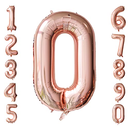 Ousuga 40 Zoll Luftballon Roségold 0, Mädchen Geburtstag Für Jubiläum Hochzeit Verlobung Valentinstag Selbstaufblasende Große Riesen Folienballon Mylar Folie Helium Party Dekorationen (0) von Ousuga