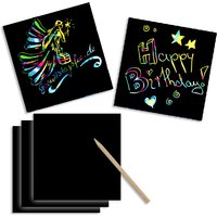 Kratzpapier Colourful, regenbogenfarben 24 Blatt + 1 Bambusstäbchen von Out of the blue KG