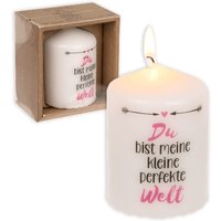 Motiv-Kerze "Du bist meine kleine perfekte Welt" in Geschenkbox, 8cm von Out of the blue KG