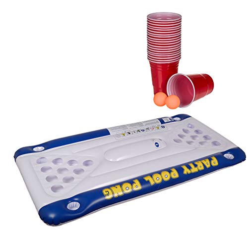 Out of the Blue 91/4025 - Luftmatratze, Pool Pong Game, ca. 152 x 76 x 15 cm, inklusive 20 Kunststoffbechern und 2 Ping - Pong Bällen, im Geschenkkarton von Out of the blue