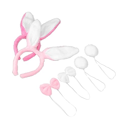 Outanaya 2 Sätze Wiederverwendbare Hasenohren Haarreif mit Plüsch Bunny Tail Leichtes für Halloween Karneval Geburtstag und Party Dekoration von Outanaya