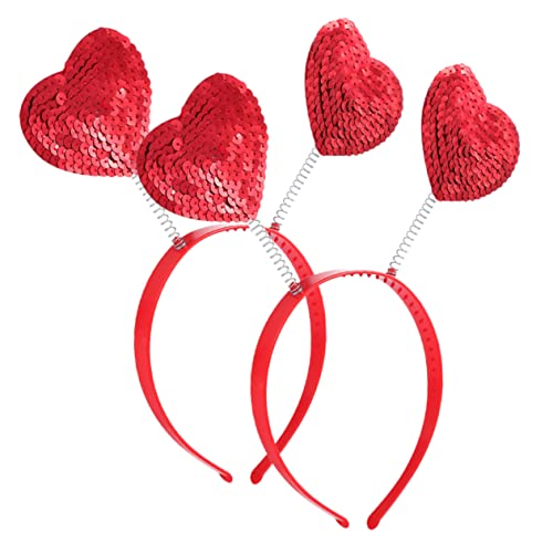 Outanaya 2 Stück Rotes Herz Haarreif Teilig Pailletten Party Haarreifen für Valentinstag Leichtes Kopfschmuck Accessoire für Hochzeiten Geburtstage Jubiläen Festliche Anlässe von Outanaya