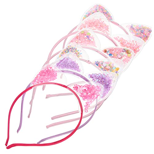 Outanaya 6 Stück Katzenohr Stirnband mit Quicksand Pailletten für Mädchen Leichtes Haarband Süßes Haarschmuck Accessoire für Kinder für Partys und Cosplay von Outanaya