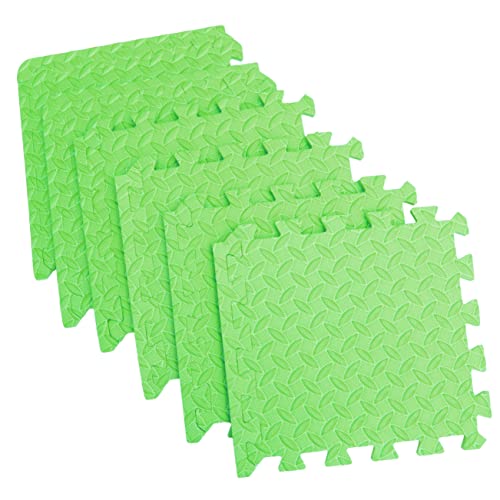 Outanaya 6Stücke Eva Puzzle Bodenmatte mit Blattkorn Design Grün Schutzmatte für Vielseitig Einsetzbare Fliesen für Spiel und Wohnräume von Outanaya