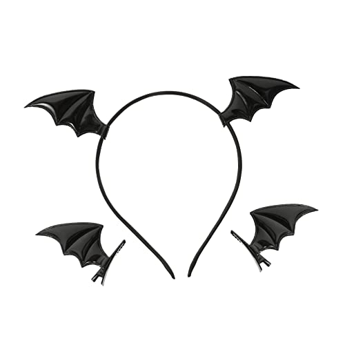 Outanaya Halloween Fledermaus Haarreif Set mit Clips Leichtes Cosplay Stirnband für Party Teiliges Schwarzes Bat Headwear Zubehör für Familie und Kostümfans von Outanaya