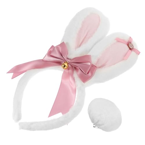 Outanaya Plüsch Hasenohren Haarreif mit Schleife Niedlicher Bunny Cosplay Kopfschmuck Party Accessoire für Karneval Geburtstag Maskenball und Osterfeiern Weiß rosé Outanaya Plüsch Hasenohren Haarreif mit Schleife Niedlicher Bunny Cosplay Kopfschmuck Party Accessoire für Karneval Geburtstag Maskenball und Osterfeiern Weiß rosé von Outanaya
