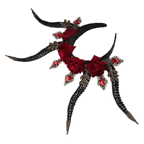 Outanaya Teufelshörner Haarreif Cosplay Stirnband aus Hochwertigem Kunststoff Kreativer Kopfschmuck für Halloween Party Mittelalter Kostüm Bequem und Sicher für Damen von Outanaya