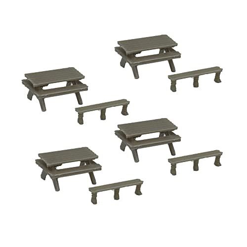 Outland Models Eisenbahnlandschaft Park-Picknicktisch x4 & Bank x4 Spur H0 von Outland Models