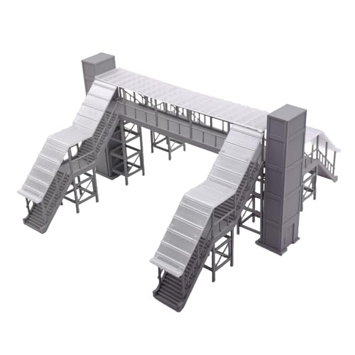 Outland Models Fußgängerbrücke mit Baldachin (4 Treppen und Aufzüge), Maßstab 1:87 HO von Outland Models