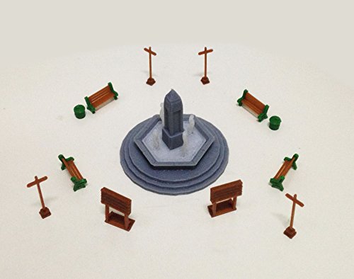 Outland Models Modelleisenbahn Park/Garten Zubehör mit Brunnen Spur H0 00 1:87 von Outland Models