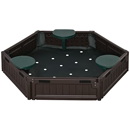 Outsunny Sandkasten DIY Sandkiste mit 3 Sitzplätzen, Sandbox aus HDPE mit Abdeckplane, für 3-12 Jahre Kinder, Ø120 x 21cm, Braun Outsunny Sandkasten DIY Sandkiste mit 3 Sitzplätzen, Sandbox aus HDPE mit Abdeckplane, für 3-12 Jahre Kinder, Ø120 x 21cm, Braun von Outsunny