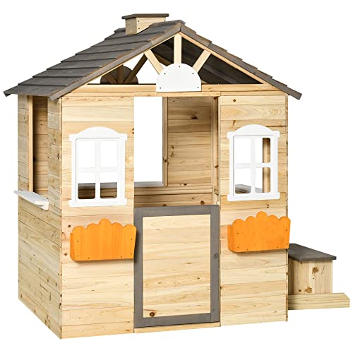 Outsunny Spielhaus für Kinder Holz Kinderspielhaus mit Fenster Briefkasten Outdoor Gartenspielhaus mit Blumentopfrack Holzspielhaus für 3-7 Jahre Tannenholz Natur 113 x 94 x 134,5 cm Outsunny Spielhaus für Kinder Holz Kinderspielhaus mit Fenster Briefkasten Outdoor Gartenspielhaus mit Blumentopfrack Holzspielhaus für 3-7 Jahre Tannenholz Natur 113 x 94 x 134,5 cm von Outsunny