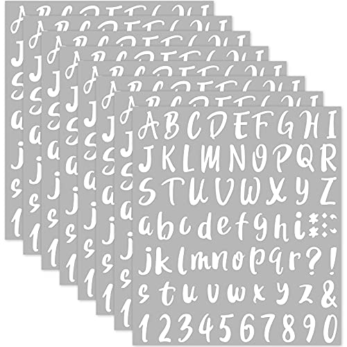 576 Stück, 8 Bögen aus Vinyl, selbstklebend, Alphabet-Zahlenaufkleber, Buchstaben-Aufkleber, für Türschild, Adresszeichen (Weiß, 1 Zoll) von Outus