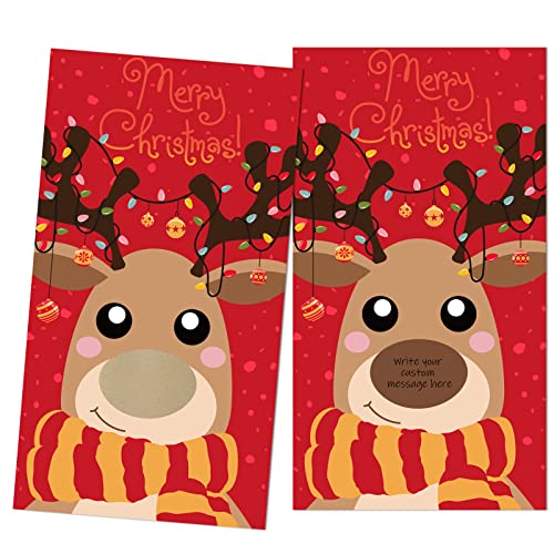 Outus 50 Stück Rubbelkarten Rubbel Aufkleber Weihnachten Party Spiele Tickets Rubbel Spielkarten Rubbelose Aufkleber Gutscheine Festlich Tombola Gewinn Spiel für Kinder Erwachsene (Elch) von Outus