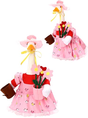 Outus Gärtner-Gans-Outfit-Set enthält rosa Spitzenschürze, Sonnenhut, kleinen Blumentopf und eine winzige Gießkanne, lustige Gänseveranda-Kleidung für Frühling, Outdoor, Garten, Hof, Terrasse, Rasen Outus Gärtner-Gans-Outfit-Set enthält rosa Spitzenschürze, Sonnenhut, kleinen Blumentopf und eine winzige Gießkanne, lustige Gänseveranda-Kleidung für Frühling, Outdoor, Garten, Hof, Terrasse, Rasen von Outus