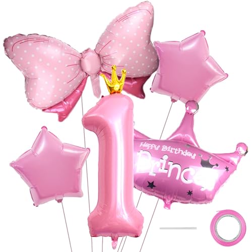 Ovanda 1. Geburtstag Mädchen, Krone, Schleife Geburtstagsdeko 1 Jahr, Rosa Folienballons mit Luftballons 1. Geburtstag, Geburtstagsdeko 1 Jahr für Babygirl, Babys Geburtstagsfeier Familienfeier Ovanda 1. Geburtstag Mädchen, Krone, Schleife Geburtstagsdeko 1 Jahr, Rosa Folienballons mit Luftballons 1. Geburtstag, Geburtstagsdeko 1 Jahr für Babygirl, Babys Geburtstagsfeier Familienfeier von Ovanda