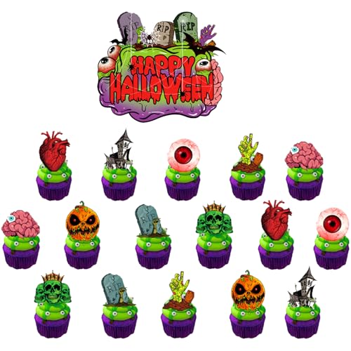 Ovanda 17 Stück Halloween Cupcake Topper Dekorationen, Cupcake Topper 9 Stile, Kürbis Muffin Deko, Halloweens Zahnstocher Markierungsfahnen Marker, für Party Kuchen Essen Käseplatte Vorspeisen Dekor Ovanda 17 Stück Halloween Cupcake Topper Dekorationen, Cupcake Topper 9 Stile, Kürbis Muffin Deko, Halloweens Zahnstocher Markierungsfahnen Marker, für Party Kuchen Essen Käseplatte Vorspeisen Dekor von Ovanda